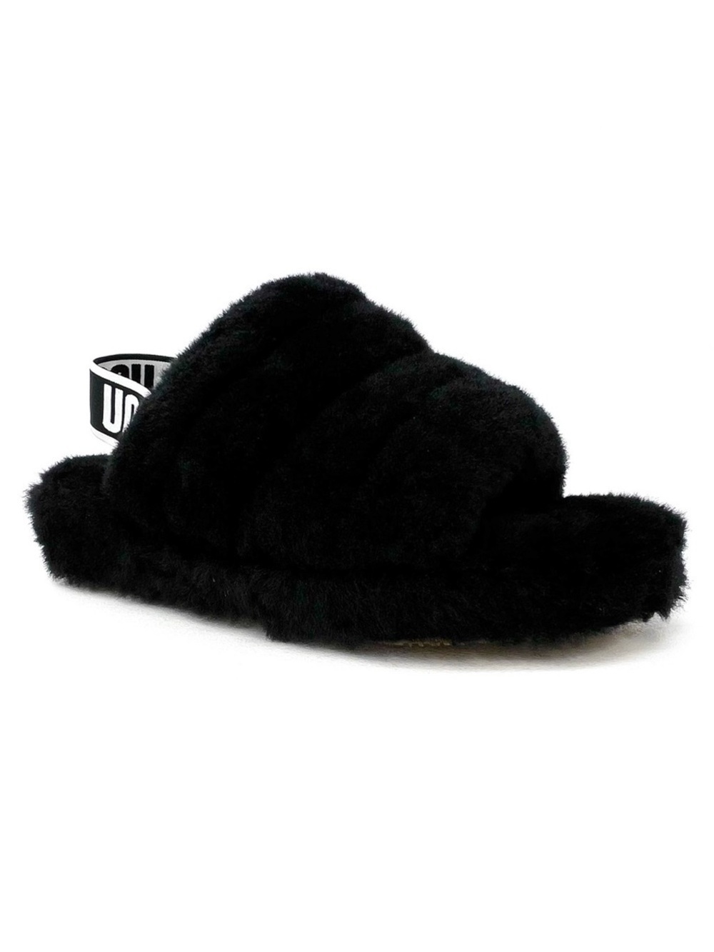 NEW Ugg Fluff Yeah Slippers Size 8 Black Slingback Slides Platform New